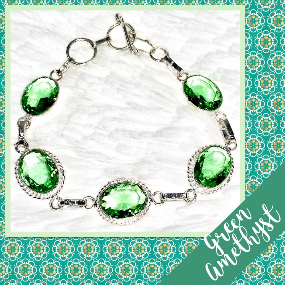 Green Amethyst Sterling Silver Bracelet NWOT